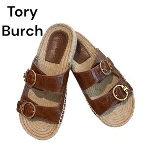 Tory Burch Leather Espadrille Slides Sandals-Sz-7